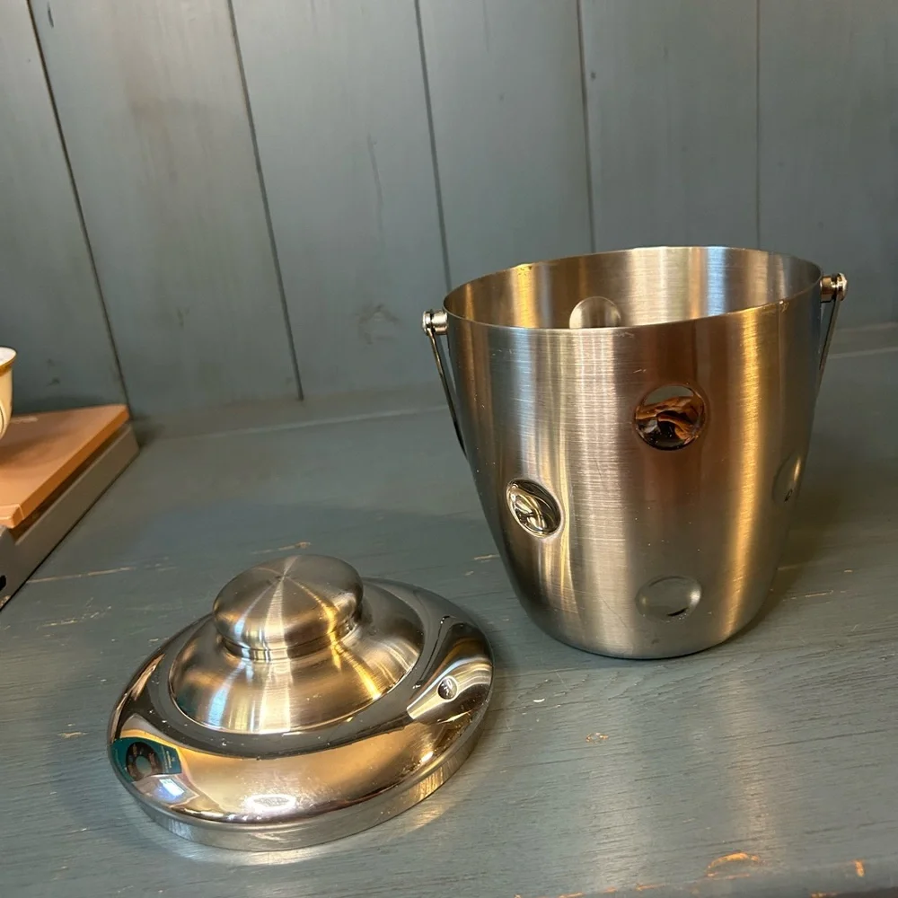 Vintage Marquis by Waterford Dimpled Stainless Steel Ice Bucket w/Lid